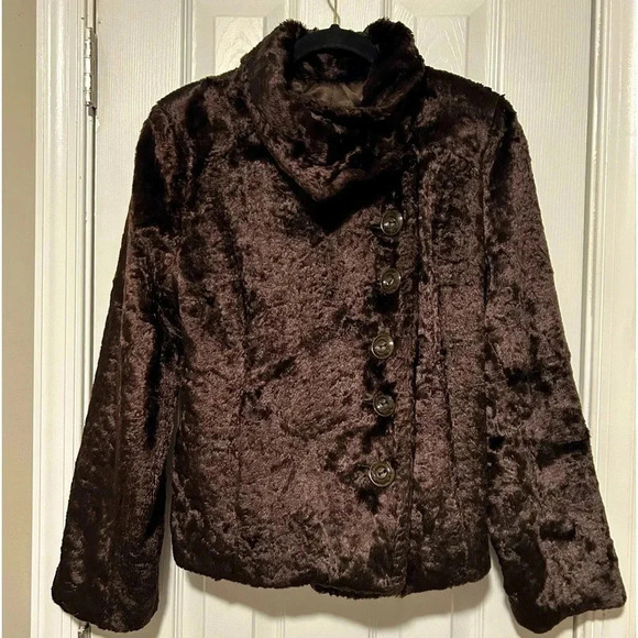 Gently Worn Esprit Brown Faux Fur Jacket, Size M - Picture 1 of 7